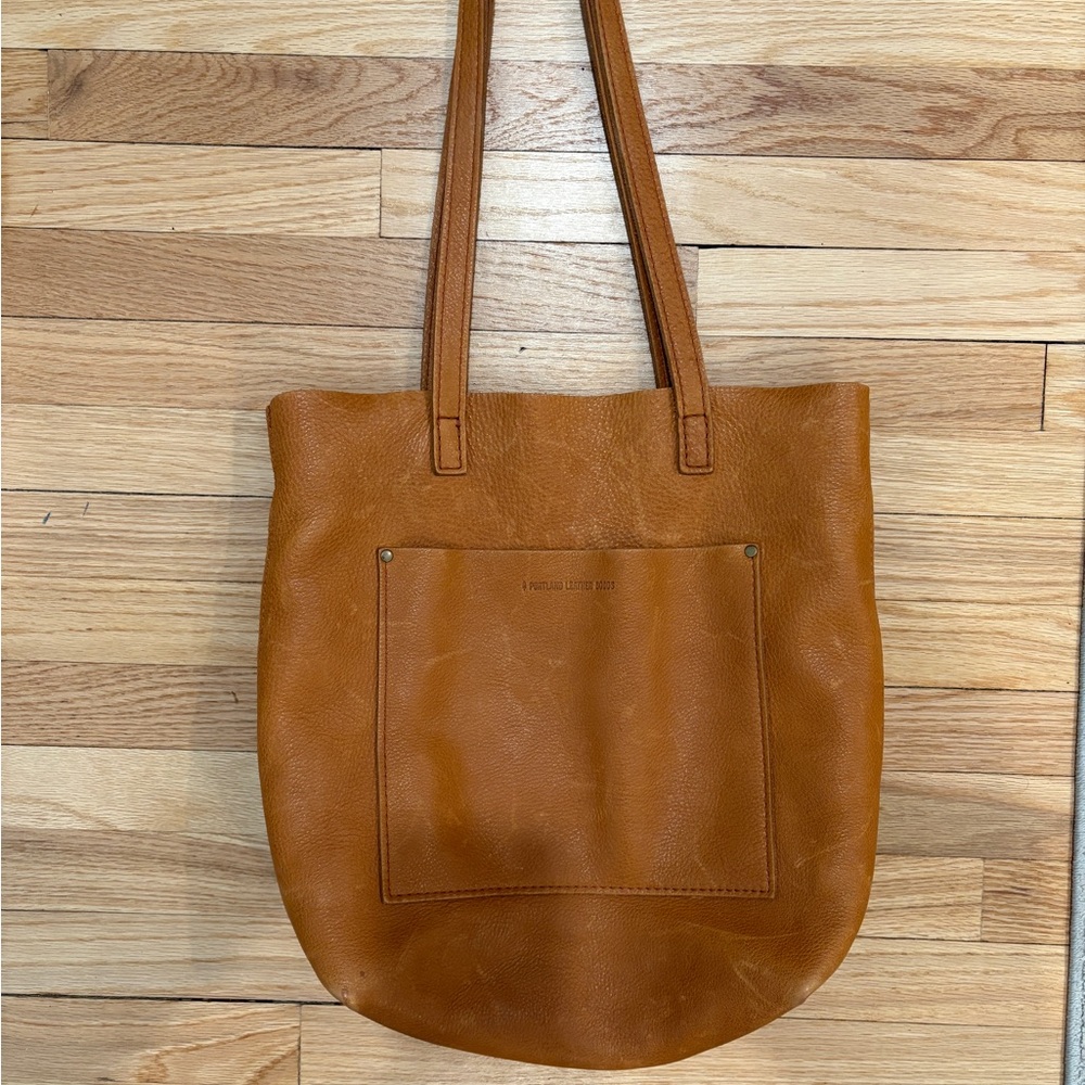 Brown Portland Leather Cross Body Tote Bag